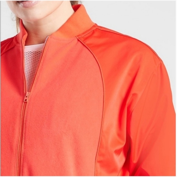 Athleta Zion Microfleece Long Sleeve Orange Bomber Jacket Size Extra Small - Picture 5 of 13